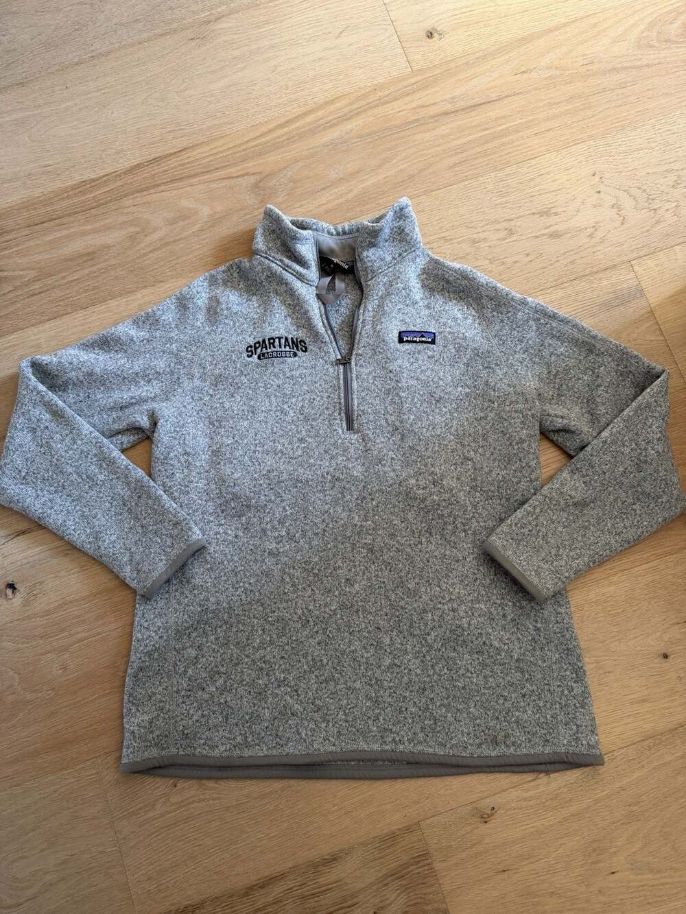 Patagonia W Better Sweater Pullover Quarter Zip Jacket XL Spartan Lacrosse LOGO